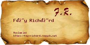 Fáy Richárd névjegykártya